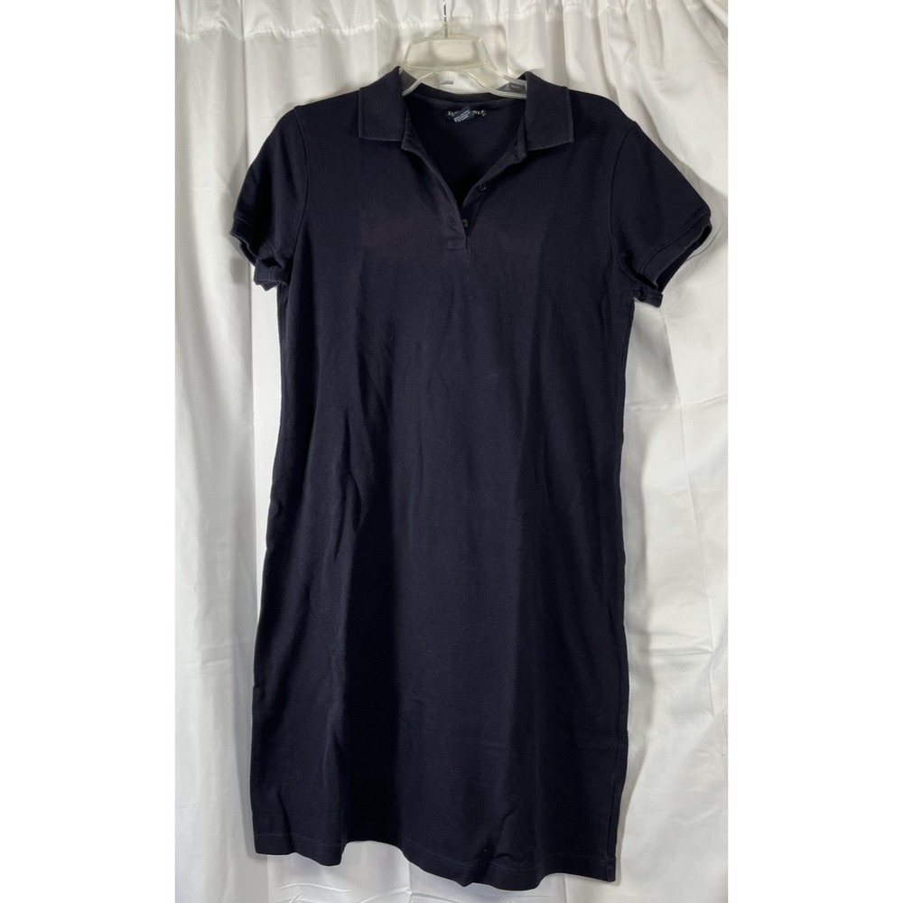 Lands' End Shirt‎ Dress Women's Small 6P-8P Navy Blue Polo Short Sleeve Collared